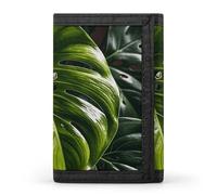 Eekstdbn Monstera Deliciosa Portafoglio a tre ante, porta carte e denaro Oganizer sottile elegante mini portamonete con cerniera tasca portamonete per uomini e donne