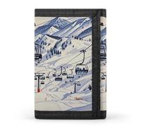 Eekstdbn Mount Horsney Ski Lift Trifold Portafoglio, porta carte e denaro Oganizer sottile elegante mini portamonete con cerniera tasca portamonete per uomini e donne