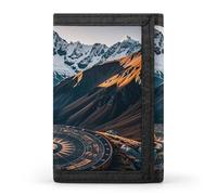 Eekstdbn Mountain Compass - Portafoglio a tre ante, porta carte e portamonete, sottile ed elegante, con tasca portamonete con cerniera, per uomini e donne