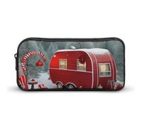 Eekstdbn Natale rosso camper matita caso ufficio cancelleria organizzatore semplice robusta chiusura a cerniera borsa portamatite ufficio viaggio borsa multiuso