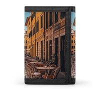 Eekstdbn Old Courtyard Cafe Chair City, Roma, Italia Trifold Portafoglio, porta carte e denaro Oganizer sottile elegante mini portamonete con cerniera tasca portamonete per uomini e donne