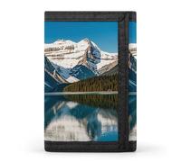 Eekstdbn Panorama of The Lake Louise Mountains Portafoglio a tre ante, porta carte e denaro Oganizer sottile elegante mini portamonete con cerniera tasca portamonete per uomini e donne