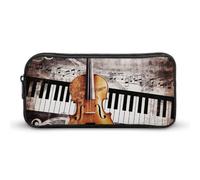 Eekstdbn Pianoforte Violino Note Musicali Astuccio Cancelleria Ufficio Organizer Semplice Robusta Chiusura a Cerniera Portatile Astuccio Portamatite Ufficio Viaggio