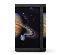 Eekstdbn Planet Jupiter - Portafoglio a tre pieghe, porta carte e denaro, sottile ed elegante, mini portamonete con cerniera, tasca portamonete per uomini e donne