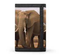Eekstdbn Portafogli a tre ante con motivo famiglia di elefanti, porta carte e denaro, sottile ed elegante, mini portamonete con cerniera, tasca portamonete per uomini e donne
