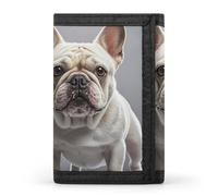 Eekstdbn Portafoglio a tre ante con bulldog francese, porta carte e portamonete, sottile ed elegante, mini portamonete con cerniera, tasca portamonete per uomini e donne