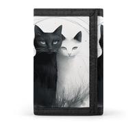 Eekstdbn Portafoglio a tre ante con due gatti che abbracciano, porta carte e denaro Oganizer sottile elegante mini portamonete con cerniera tasca portamonete per uomini e donne