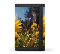 Eekstdbn Portafoglio a tre ante con fiore giallo sotto il sole, porta carte e denaro Oganizer sottile elegante mini portamonete con cerniera tasca portamonete credito per uomini e donne