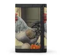 Eekstdbn Portafoglio a tre ante con galline italiane, porta carte e portamonete, sottile ed elegante, mini portamonete con cerniera, tasca portamonete per uomini e donne