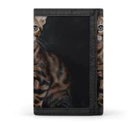 Eekstdbn Portafoglio a tre ante con gatto del Bengala, porta carte e portamonete, sottile ed elegante, mini portamonete con cerniera, tasca portamonete per uomini e donne