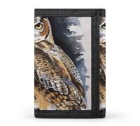 Eekstdbn Portafoglio a tre ante con gufo, porta carte e denaro Oganizer sottile elegante mini portamonete con cerniera tasca portamonete per uomini e donne