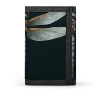 Eekstdbn Portafoglio a tre ante con libellula, porta carte e denaro Oganizer sottile elegante mini portamonete con cerniera tasca portamonete per uomini e donne