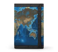 Eekstdbn Portafoglio a tre ante con mappa del mondo, custodie per carte e denaro Oganizer sottile elegante mini portamonete con cerniera tasca portamonete per uomini e donne