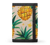 Eekstdbn Portafoglio a tre ante con motivo ananas, porta carte e denaro Oganizer sottile elegante mini portamonete con cerniera tasca portamonete per uomini e donne