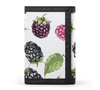 Eekstdbn Portafoglio a tre ante con motivo frutti di mora, custodie per carte e denaro Oganizer sottile elegante mini portamonete con cerniera tasca portamonete per uomini e donne