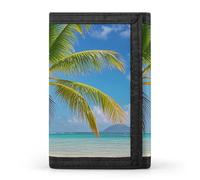 Eekstdbn Portafoglio a tre ante con palma tropicale, porta carte di credito e portamonete, sottile ed elegante, con tasca portamonete con cerniera, per uomini e donne