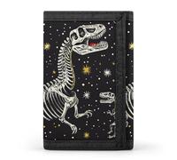 Eekstdbn Portafoglio a tre ante con scheletro di dinosauro, porta carte e portamonete, sottile ed elegante, mini portamonete con cerniera, tasca portamonete per uomini e donne