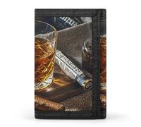 Eekstdbn Portafoglio a tre ante per sigari e whisky, porta carte e banconote, sottile ed elegante, mini portamonete con cerniera, tasca portamonete per uomini e donne