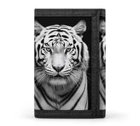 Eekstdbn Portafoglio a tre ante tigre nero e bianco, porta carte e denaro Oganizer sottile elegante mini portamonete con cerniera tasca portamonete per uomini e donne