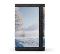 Eekstdbn Portafoglio alto in larice a tre ante, porta carte e portamonete, sottile ed elegante, mini portamonete con cerniera, tasca portamonete per uomini e donne