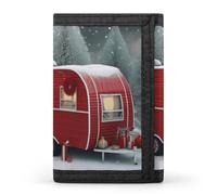 Eekstdbn Portafoglio natalizio rosso a tre pieghe, porta carte e denaro Oganizer sottile elegante mini portamonete con cerniera tasca portamonete per uomini e donne