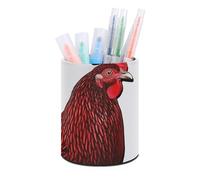 Eekstdbn Portapenne estetico a forma di pollo rosso, per scrivania, elegante decorazione per ufficio, penne, tazze, accessori da scrivania e organizer per spazio di lavoro per casa, ufficio
