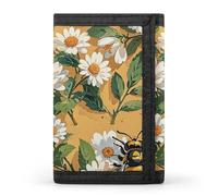 Eekstdbn Primavera Estate Bee Trifold Portafoglio, Porta Carte E Denaro Oganizer Sottile Elegante Mini Borsa Monete con Cerniera Tasca Monete Credito per Uomini E Donne