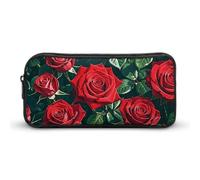 Eekstdbn Red Rose Romantico Astuccio Cancelleria Ufficio Organizzatore Semplice Robusta Chiusura a Cerniera Portatile Matita Sacchetto Ufficio Viaggi Borsa