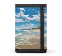 Eekstdbn Sandy Beach Trifold Portafoglio, porta carte e denaro Oganizer sottile elegante mini portamonete con cerniera tasca portamonete credito per uomini e donne