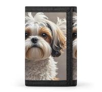 Eekstdbn Shih Tzu Dog Trifold Portafoglio, porta carte e denaro Oganizer sottile elegante mini portamonete con cerniera tasca portamonete credito per uomini e donne