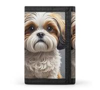 Eekstdbn Shih Tzu Dog Trifold Portafoglio, porta carte e denaro Oganizer sottile elegante mini portamonete con cerniera tasca portamonete credito per uomini e donne