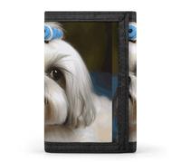 Eekstdbn Shih Tzu Dog Trifold Portafoglio, porta carte e denaro Oganizer sottile elegante mini portamonete con cerniera tasca portamonete credito per uomini e donne