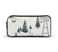 Eekstdbn Ski Lift Con Abete Astuccio per cancelleria da ufficio Organizer Semplice Robusta Chiusura a Cerniera Portamatite Portatile Borsa Multiuso Viaggio Ufficio