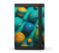 Eekstdbn Smiley Face Trifold Portafoglio, porta carte e denaro Oganizer sottile elegante mini portamonete con cerniera tasca portamonete credito per uomini e donne