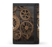 Eekstdbn Steampunk Gears Clock Trifold Portafoglio, porta carte e denaro Oganizer sottile elegante mini portamonete con cerniera tasca portamonete credito per uomini e donne