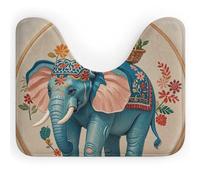Eekstdbn Tappeto da bagno antiscivolo con elefante ricamato, facile da pulire, ad asciugatura rapida, per pavimento del bagno, lavabile in lavatrice, super assorbente, a forma di U, 40,6 x 50,8 cm