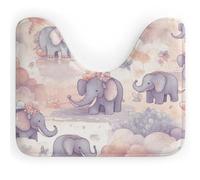 Eekstdbn Tappeto da bagno antiscivolo con motivo elefante, facile da pulire, ad asciugatura rapida, per pavimento del bagno, lavabile in lavatrice, super assorbente, a forma di U, 40,6 x 50,8 cm