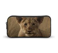 Eekstdbn The Waiting Lion Cub Astuccio per cancelleria da ufficio Organizer Semplice Robusta Chiusura a Cerniera Portamatite Portatile Ufficio Viaggi Borsa Multiuso