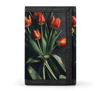 Eekstdbn Tulipani con fiocchi Portafoglio a tre pieghe, porta carte e denaro Oganizer sottile elegante mini portamonete con cerniera tasca portamonete credito per uomini e donne