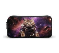 Eekstdbn Un gatto nello spazio astuccio per cancelleria da ufficio organizer semplice robusta chiusura a cerniera astuccio portatile borsa multiuso da viaggio per ufficio