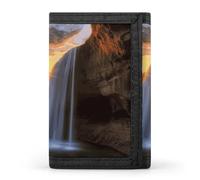 Eekstdbn Waterfall at Sunset Portafoglio a tre ante, porta carte e denaro Oganizer sottile elegante mini portamonete con cerniera tasca portamonete per uomini e donne