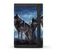 Eekstdbn Wolfs - Portafoglio a tre pieghe, porta carte e denaro, sottile ed elegante, mini portamonete con cerniera, tasca portamonete per uomini e donne