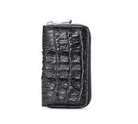 EEKUY Portachiavi in pelle di coccodrillo con cerniera, portafoglio corto da viaggio, porta carte di credito, 13,5 × 8,9 × 2,5 cm, nero