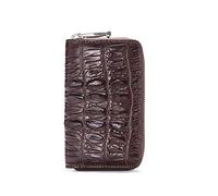 EEKUY Portachiavi in pelle di coccodrillo con cerniera, portafoglio corto da viaggio, porta carte di credito, 13,5 × 8,9 × 2,5 cm, marrone