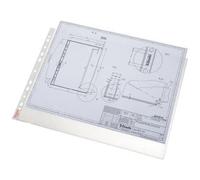 Esselte Buste perforate in PP 85 mic, 30% Plastica Riciclata pre-consumo, 100% Riciclabili, Formato A3 (perfor. sul lato corto), Finitura trasparente opaca, Apertura lato superiore, Conf. da 50, 55231