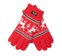 EEM guanti da donna X-Mas in cotone con fodera termica Thinsulate; cervo rosso L
