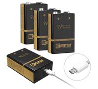 EEMB 9V 650mAh con cavo di ricarica USB 4 Pack Li-polimero di litio batterie ricaricabili per tastiera Microfono Allarme di fumo/rivelatore Chitarra Fotocamere Giocattoli e altro ancora (4)