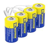 EEMB Confezione da 4 Batterie D Ricaricabili 1,5V, Alta Capacità 5550mWh, Pile Mono D al Litio con Cavo di Ricarica USB Tipo C, Batteria di Ricambio LR20 per Torce Elettriche e Radio