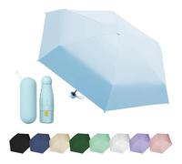 EEPLUYTY Mini Ombrello A Sei Ossa Manuale Compatto Resistente Al Vento Ombrello Pieghevole Ombrello Soleggiato, Ombrello Di Protezione Uv, Pratico E Portatile, Azzurro, S