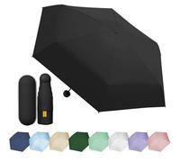 EEPLUYTY Mini Ombrello a Sei Ossa - Protezione UV, Parasole per Esterni, Pioggia o Sole, Pratico e Tragba, Nero